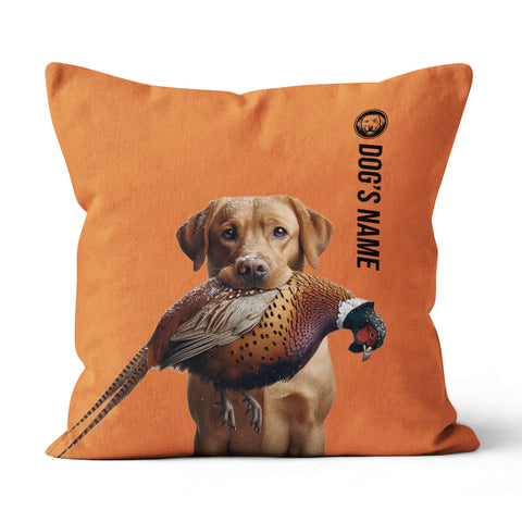 Fox red Labrador Retriever Hunting Dog Custom Dog's Name Orange Pillow, Hunting Dog Pillows FSD4404