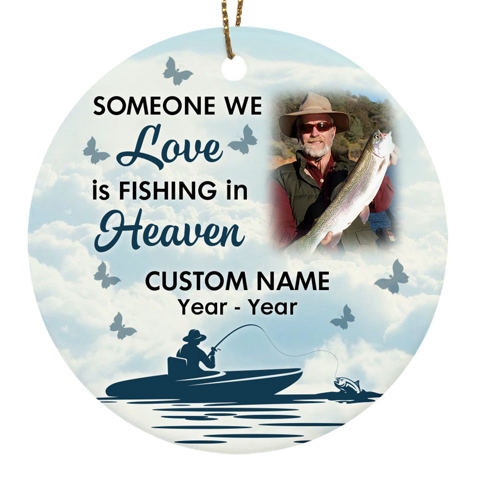 Someone We Love is Fishing in Heaven Ornament, Personalized