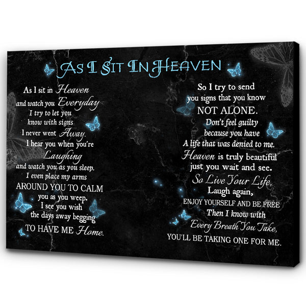 Memorial Canvas Gift As I Sit In Heaven | Personalized Memorial Gifts for Loss of Loved One In Loving Memory Gifts NXM271