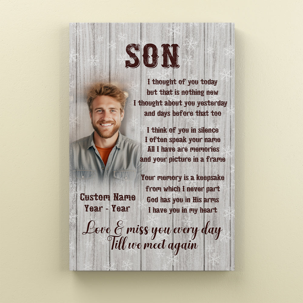 Son Memorial Canvas| Memorial Gift for Loss of Son In Heaven| Son Reme ...