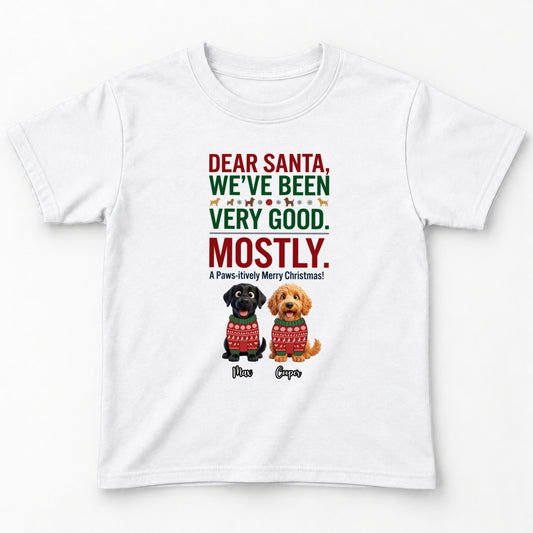 Dear Santa We've Been Very Good Mostly Funny Custom Dogs Christmas Youth T-Shirt FSDM104