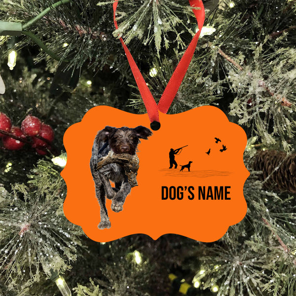 Deutsch Drahthaar Hunting Dog Custom Name Medallion Aluminum Ornament - Dog Christmas ornament FSD4361