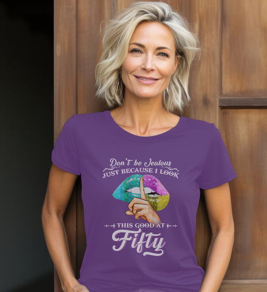 50th birthday gift ideas for woman fifty birthday t-shirt (plus size available).