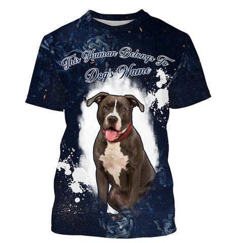The human belongs to dog's name and photo UV protection personalized shirt for dog lover D03