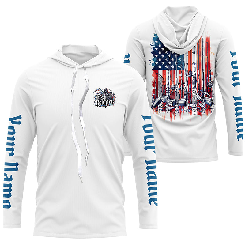 Salmon Fishing American Flag Custom UV Long Sleeve Fishing Shirts, Pat –  Myfihu