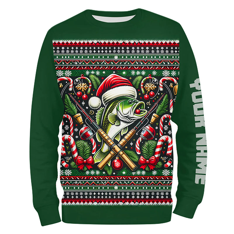 Bass Fishing Ugly Sweater Pattern Christmas Custom Fishing Shirts Pers –  Myfihu