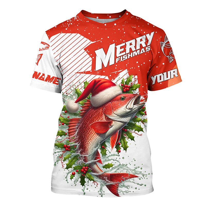 Merry Fishmas Custom Redfish Long Sleeve Christmas Fishing Shirts, Per –  Myfihu