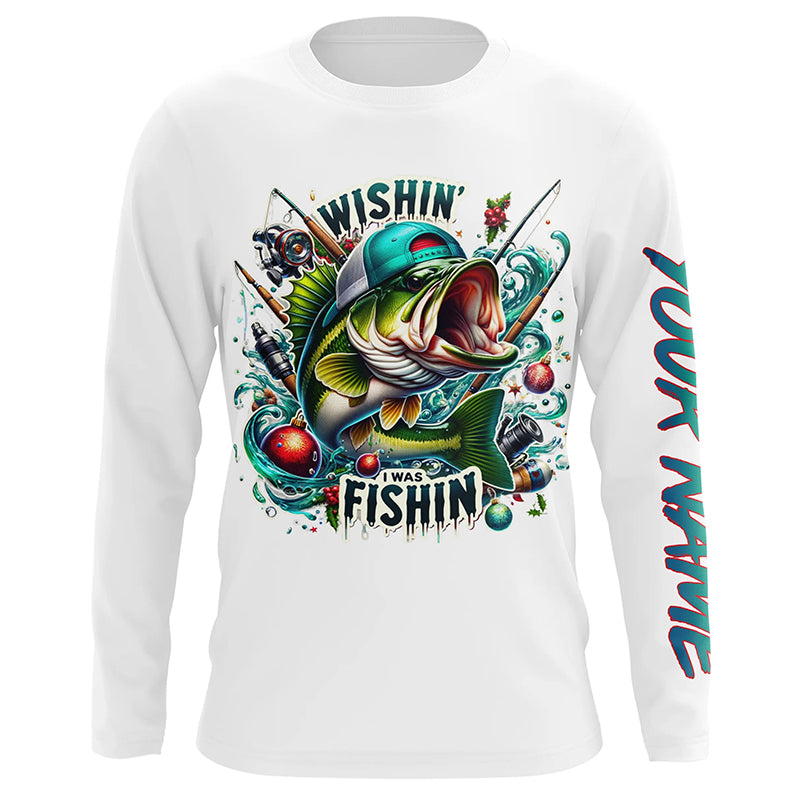 Wishin' I Was Fishin' Custom Funny Bass Christmas Fishing Shirts Bass –  Myfihu