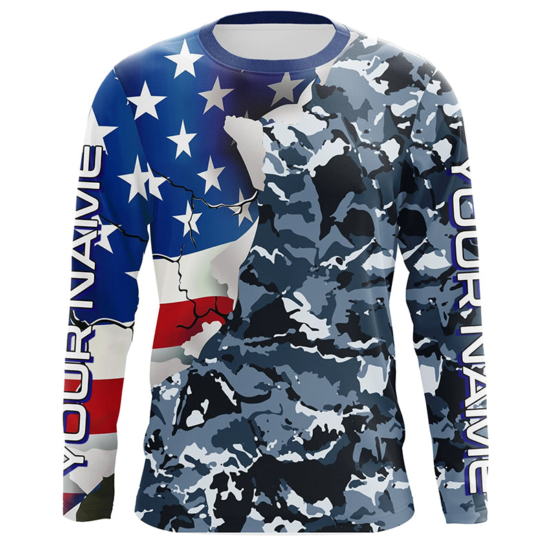 Custom American Flag Camo Uv Protection Long Sleeve Shirts
