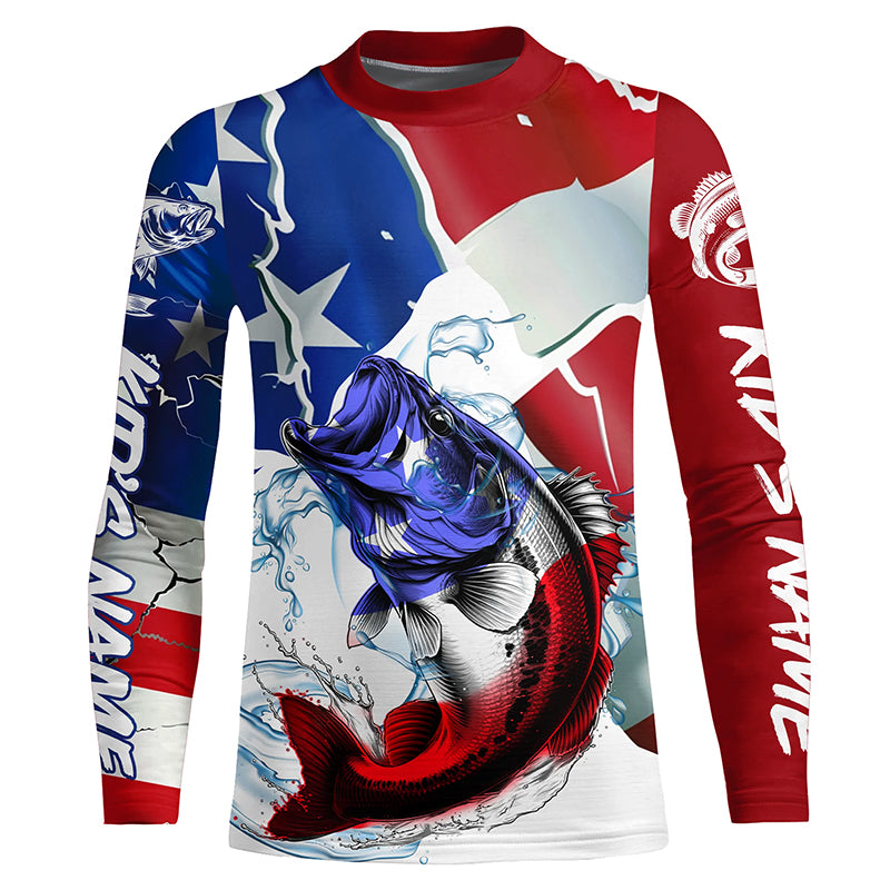 American Flag Bass Fishing Custom long sleeve Fishing Shirts for men, –  Myfihu