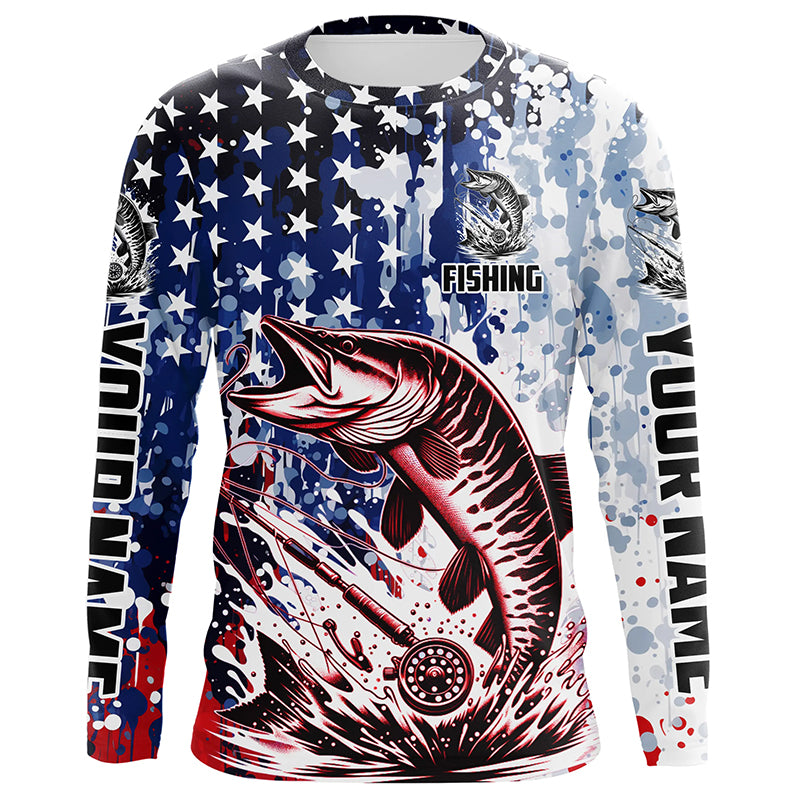 Fishing T-shirt with American Flag, Fly Fishing Shirt, Fishing