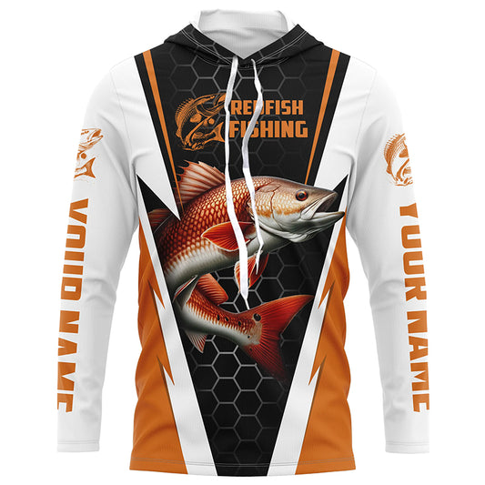 Custom Redfish Fishing Jerseys, Redfish Fishing Long Sleeve Fishing Tournament Shirts | Orange IPHW6121
