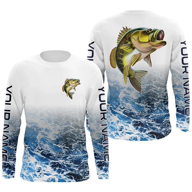 Personalized Largemouth Bass Fishing Long Sleeve Fishing Shirts