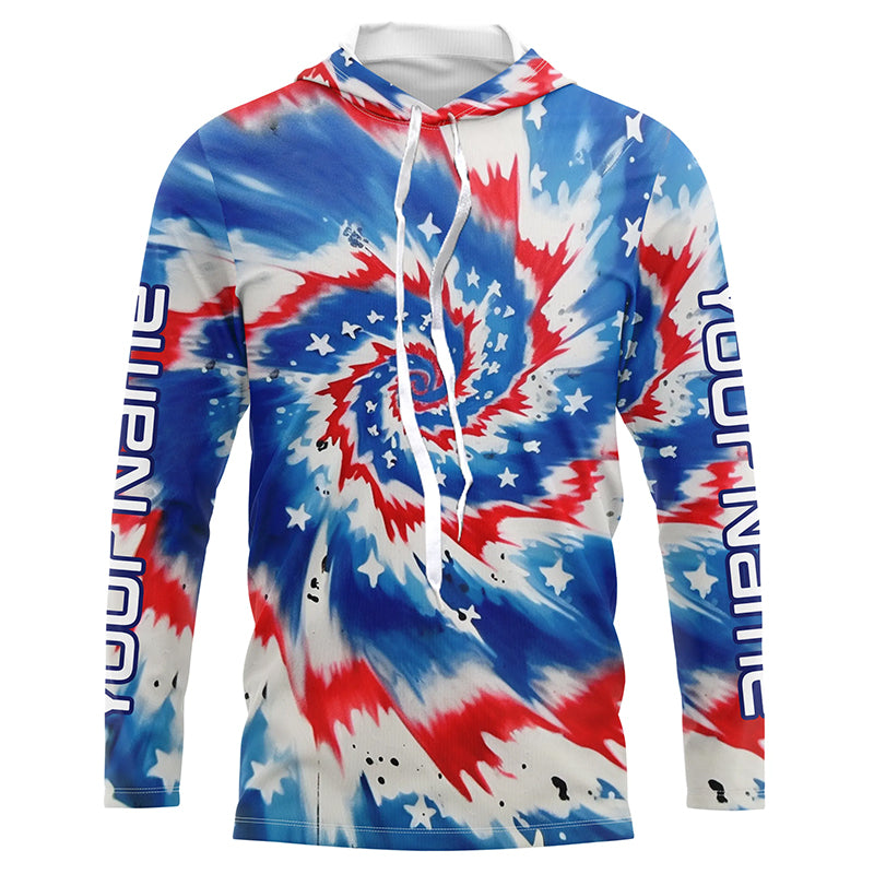 American Flag Tie Dye Custom Long Sleeve Performance Fishing Shirts, P –  Myfihu