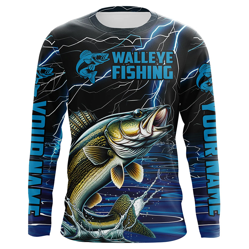 Blue Thunder Lightning Custom Walleye Long Sleeve Tournament Fishing S –  Myfihu