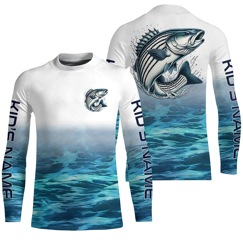 Personalized Striped Bass Long Sleeve Performance Fishing Shirts