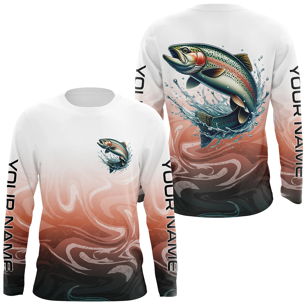 Rainbow Trout Fishing Long Sleeve Tournament Shirts, Custom Trout