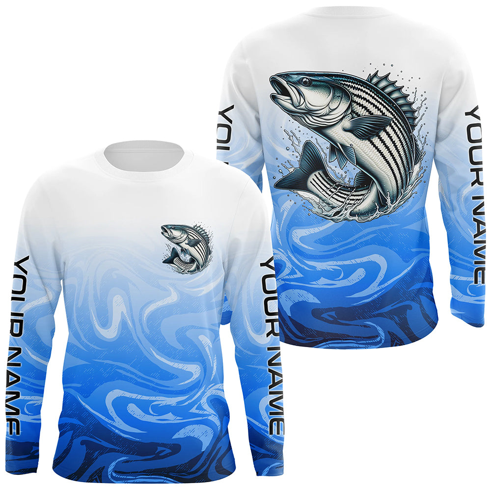Striped Bass Fishing Custom Long Sleeve Shirts, Striper Saltwater Fish –  Myfihu