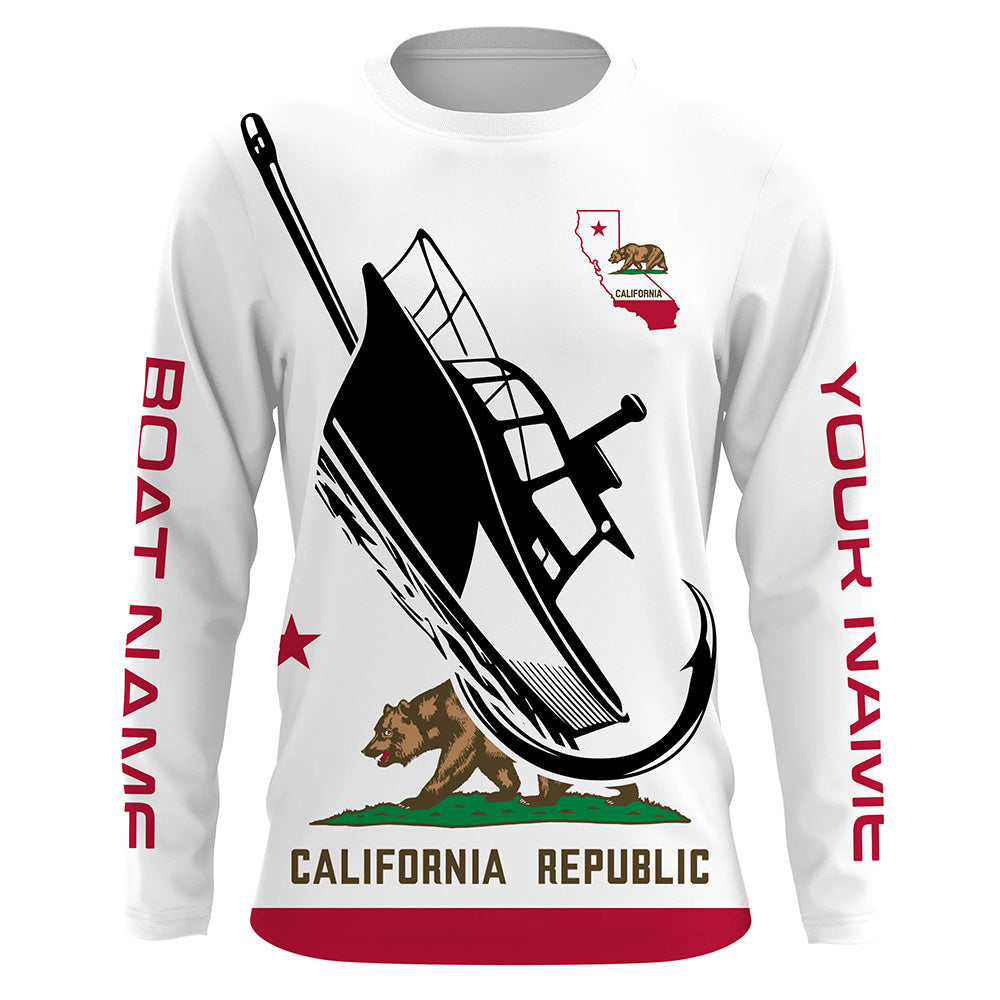 Custom Deep Sea Fishing Shirts With Boat Name, California Flag