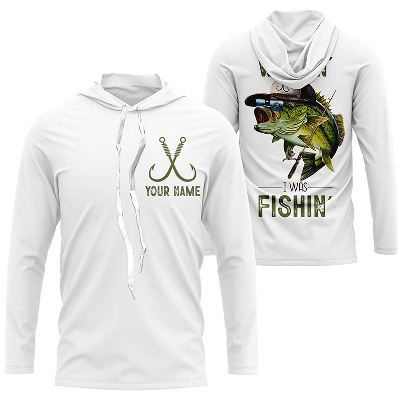 Funny Bass Long Sleeve Fishing Shirts Wishin I Was Fishing, Custom N –  Myfihu