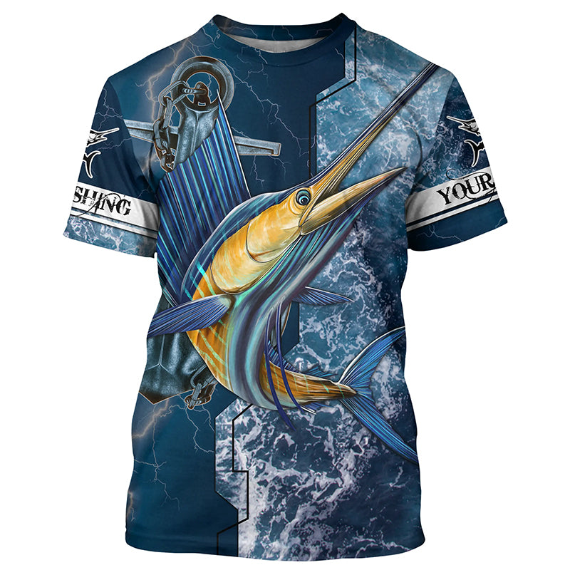 Myfihu Custom Sailfish Saltwater Long Sleeve Fishing Shirts, Sailfish Performance Fishing Jerseys IPHW4193, Long Sleeves UPF / M