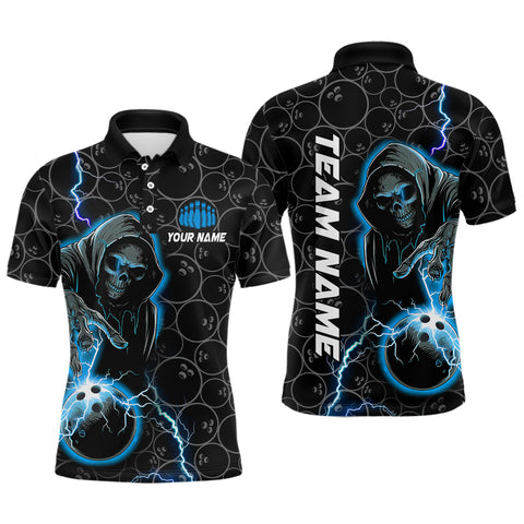 Custom Multi-Color Skull Bowling Team Shirts For Men, Women And Kids, Bowling Polo, Quarter-Zip Shirts For Bowler IPHW5914