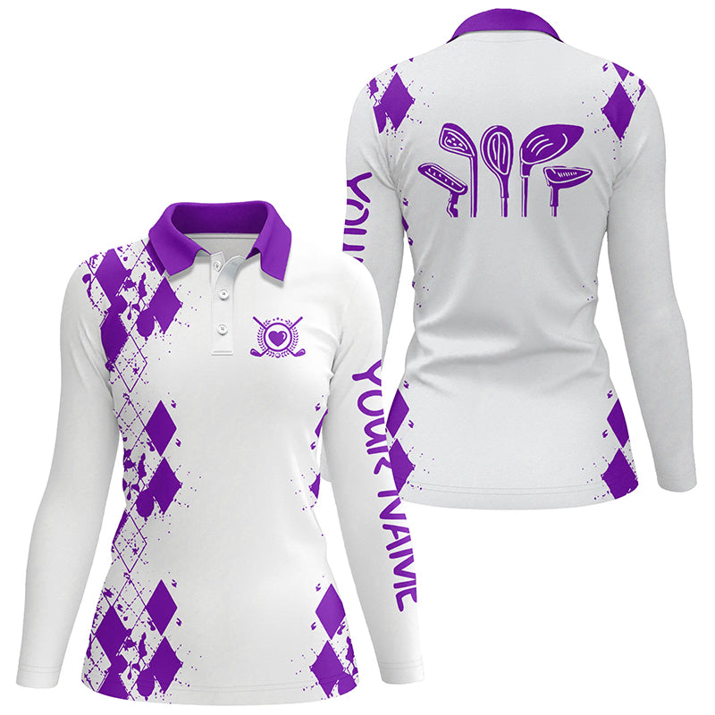 Women golf polos shirts custom argyle pattern golf clubs womens golf tops | Multicolor NQS5908