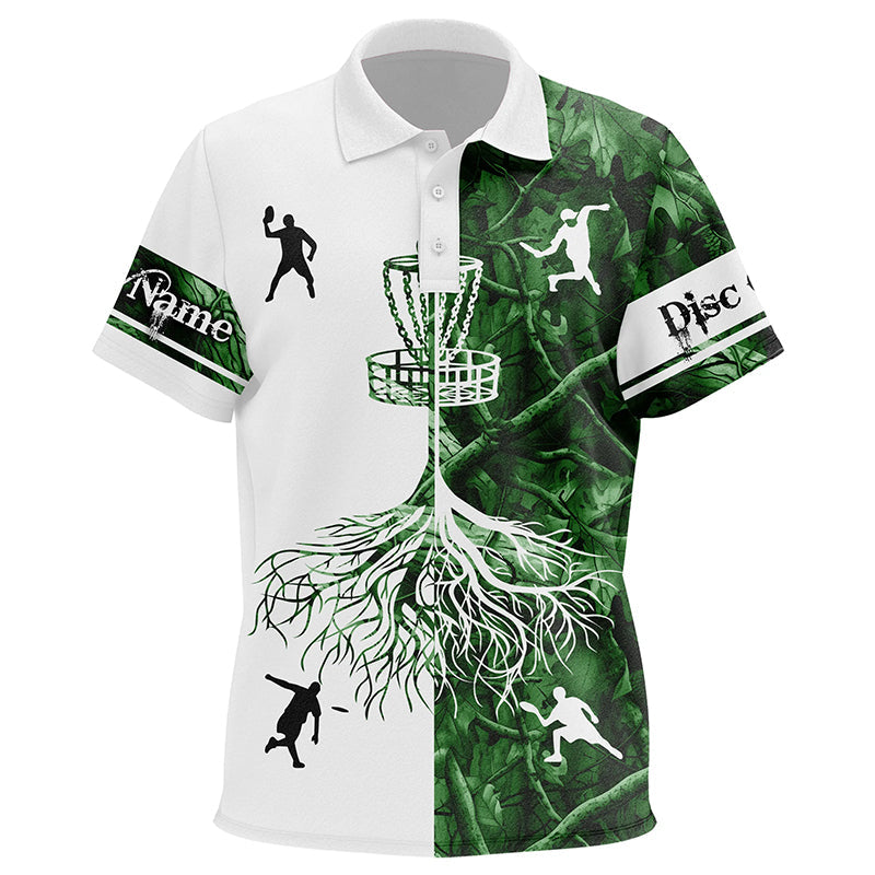 Kid disc golf polo shirts green camo custom name disc golf team shirt, disc golf gifts NQS6896