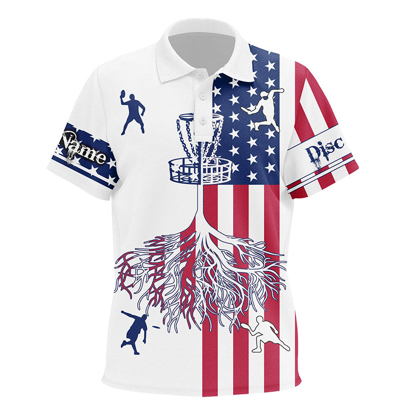 Kid disc golf polo shirts American flag custom name disc golf team shirt, disc golf gifts NQS6898