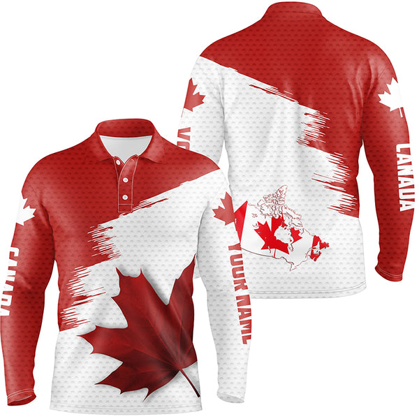 Canadian flag Mens golf polo shirt custom Maple leaves patriotic Canada golf shirt for men, golf gifts NQS6741