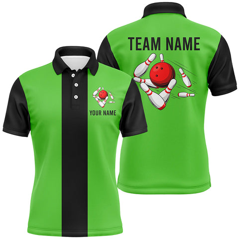 Personalized Green Black Retro Bowling Polo Shirts For Men custom vintage bowling team jerseys NQS6804