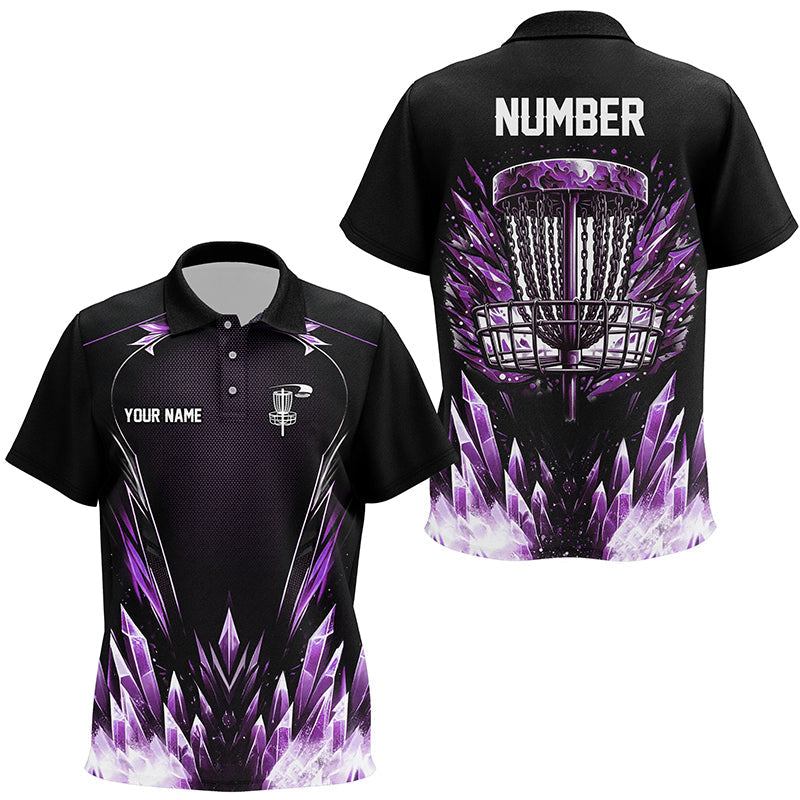 Icy purple Kid Disc golf polo shirts custom black disc golf basket jerseys, disc golf shirts NQS7633