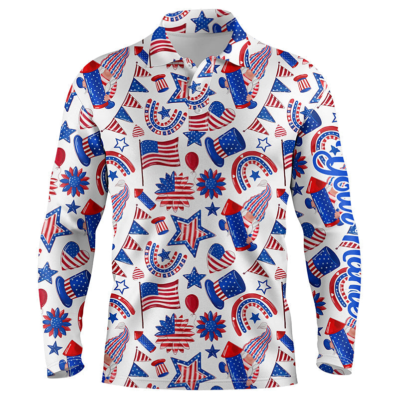 Mens golf polo shirts USA independence day pattern custom patriot team golf polo shirts NQS5780