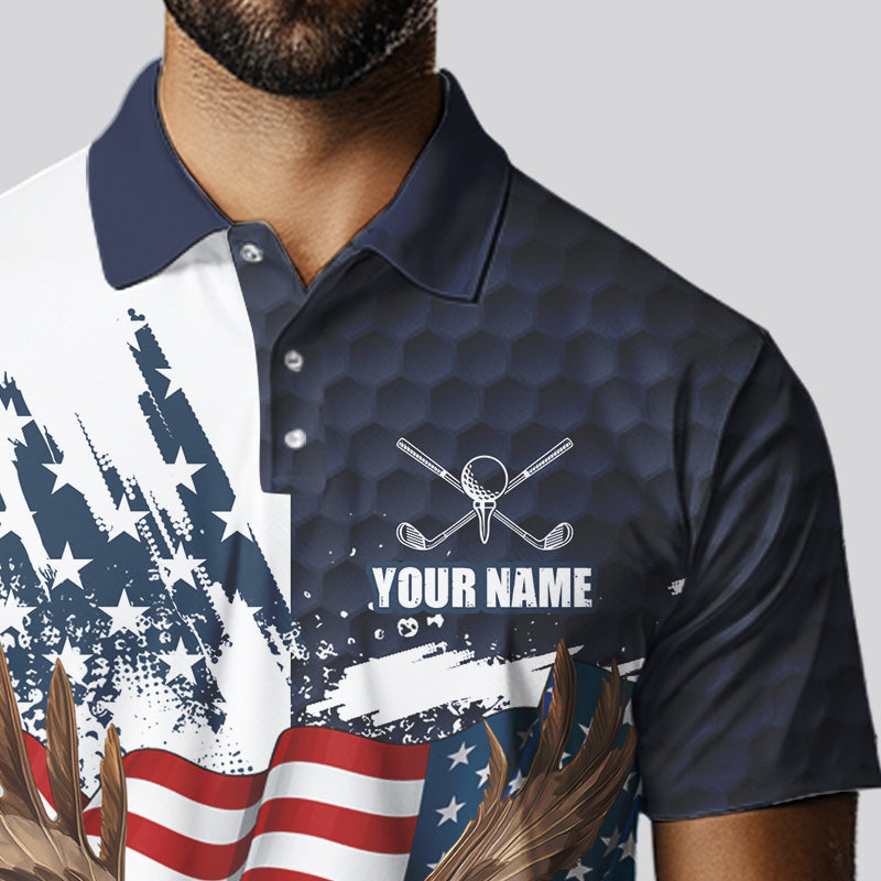 Red, White and Blue American Flag Eagle Golf polo shirts For Men Custom Patriotic Golf Team Jersey NQS9608