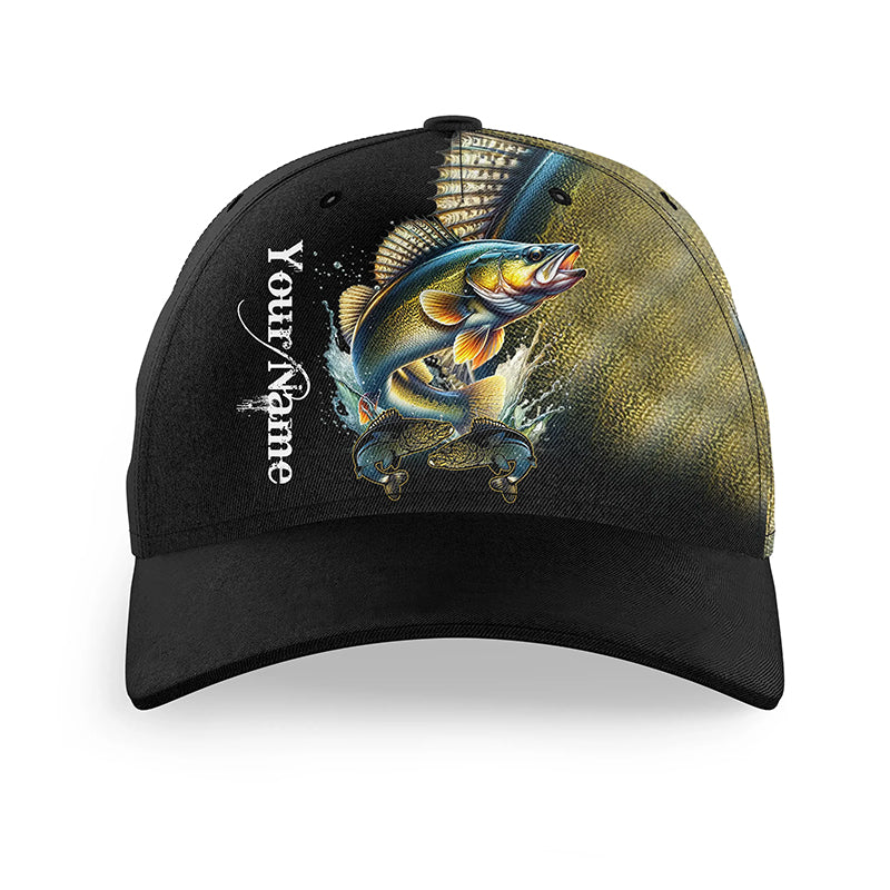 Walleye fishing yellow scales Custom Walleye fishing hat Unisex