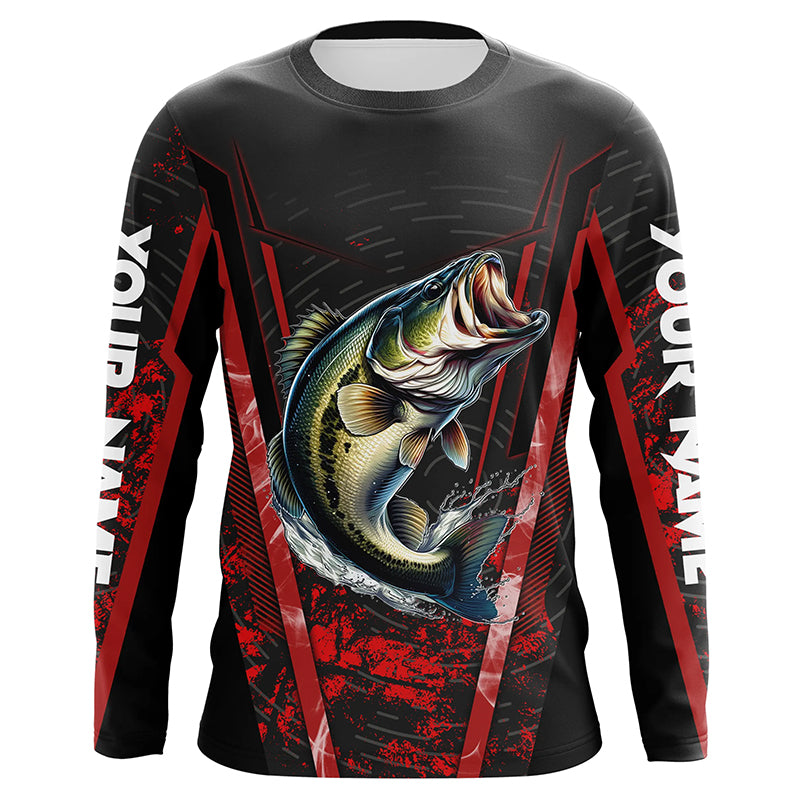 Largemouth Bass fishing shirts Custom UV protection performance black –  Myfihu
