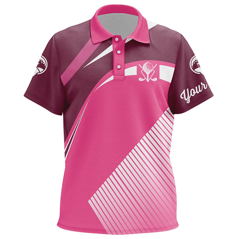 Pink Kid golf polos shirts custom name golf tops for Kid, personalized unique golf gifts NQS7128