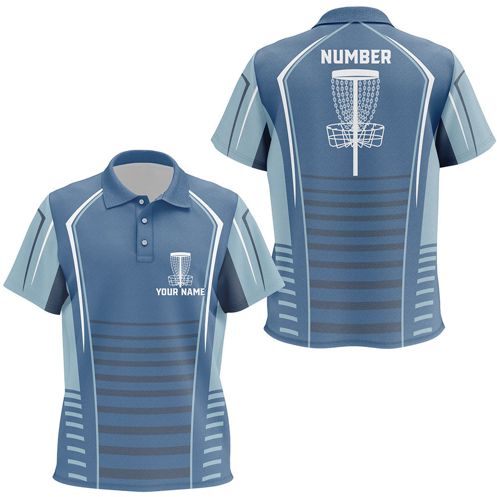 Kid golf polos shirts custom blue pattern disc golf basket, personalized disc golf outfit NQS7249