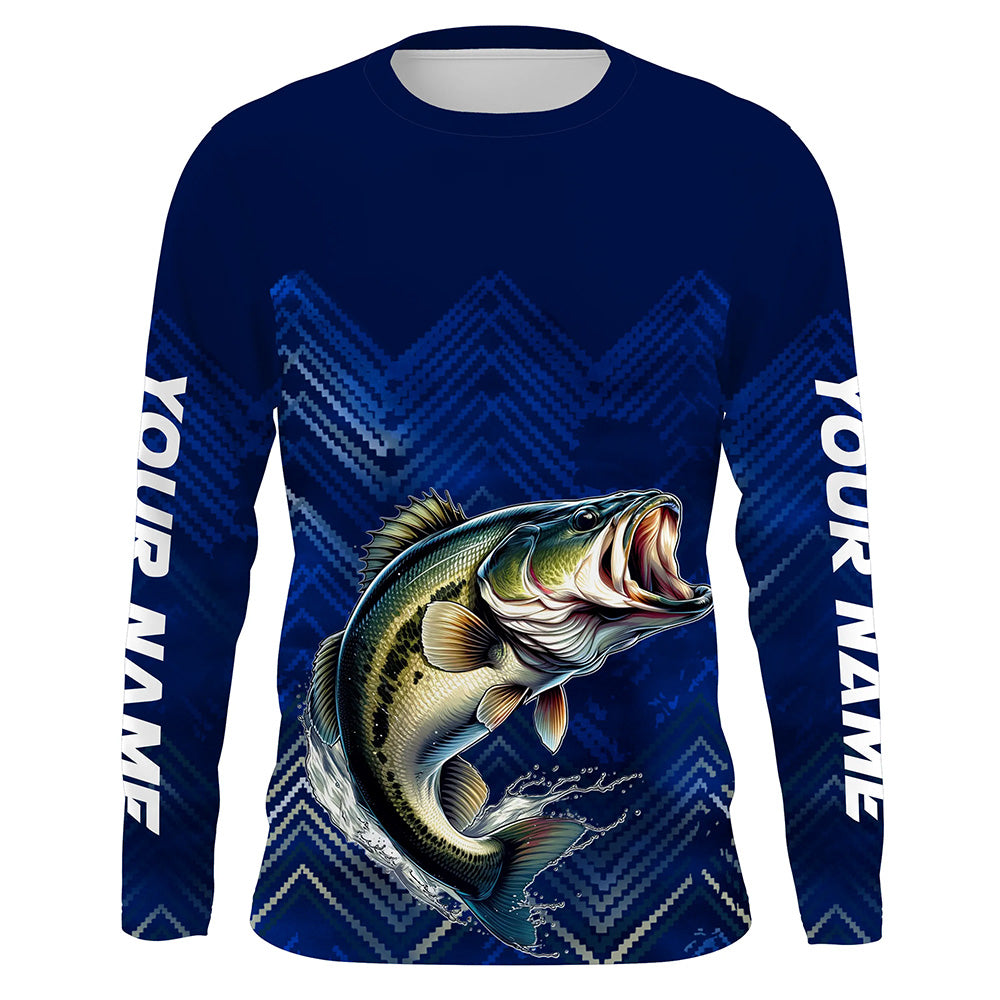 Largemouth Bass fishing blue camo Custom UV protection performance lon –  Myfihu