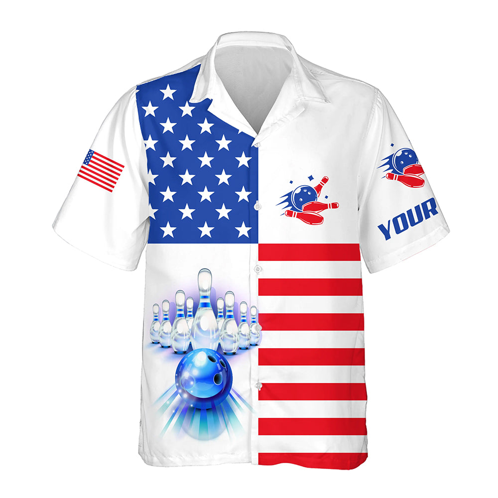 Hawaiian Bowling Shirt For Men Women American Flag Bowling Jersey