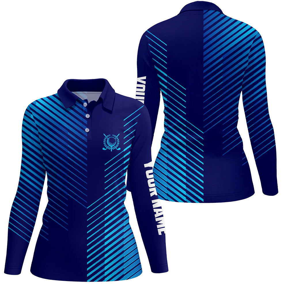Blue stripes pattern Womens golf polo shirts custom golf shirts for women, ladies golf top NQS7842
