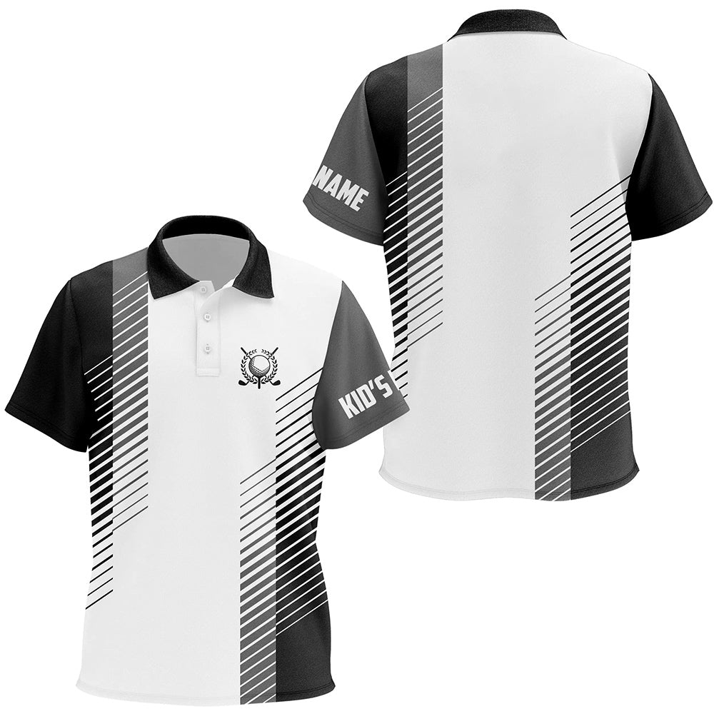 Black and white Kid golf polos shirt custom golf ball shirt for Kid, Children golf top NQS7186