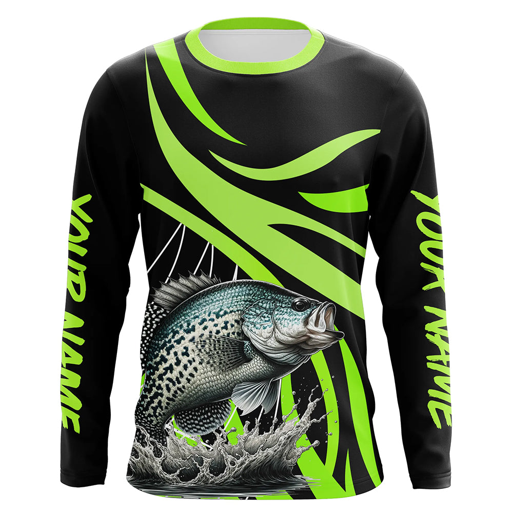 Personalized Crappie Long Sleeve Fishing Shirts, Crappie