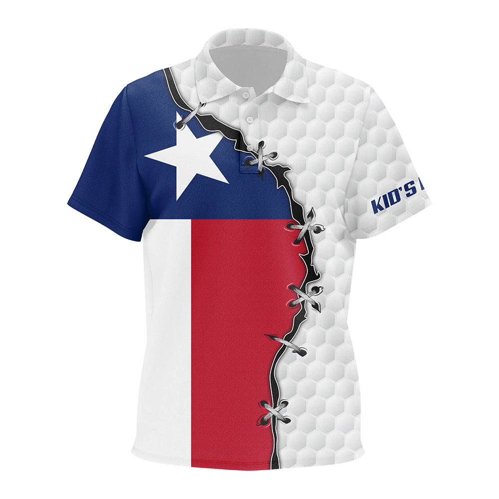 Kid golf polo shirts Texas flag white golf ball skin pattern custom patriot team golf shirts NQS7982