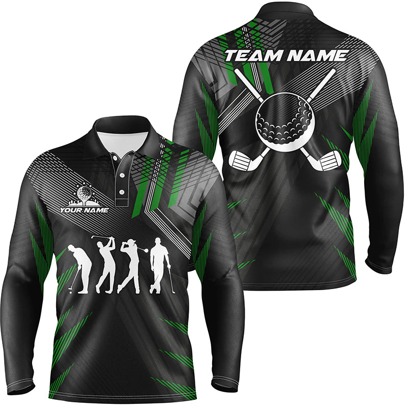 Mens golf polo shirts custom black and green golf clubs, team golf attire for men NQS7429