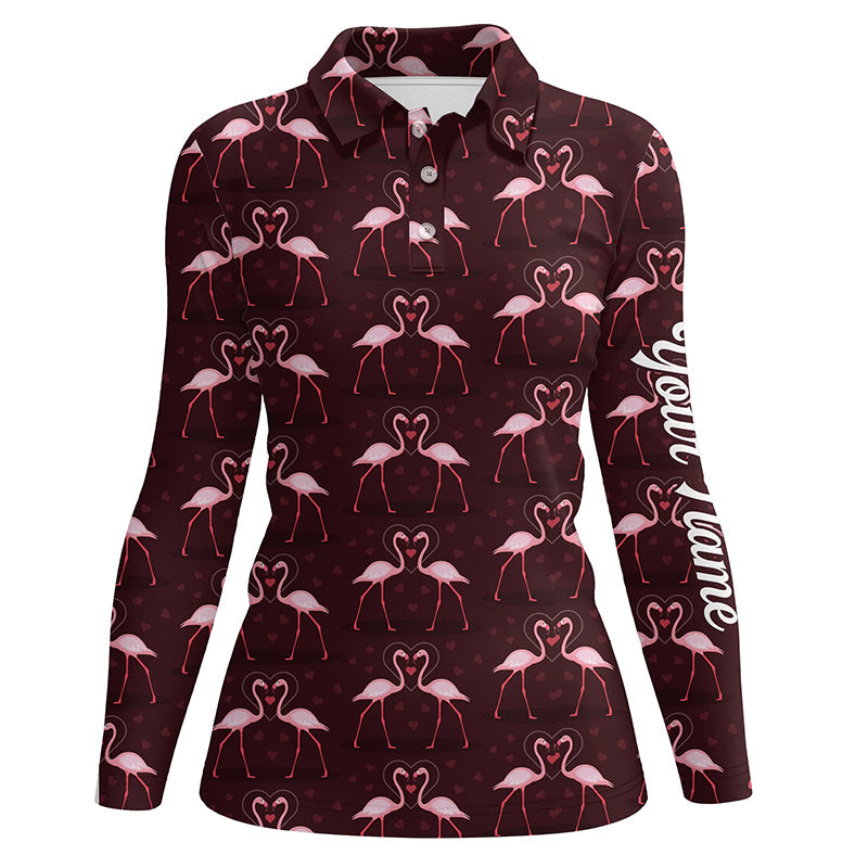 Love pink flamingos pattern custom Womens golf polo shirt, Flamingo golfing gifts NQS6858