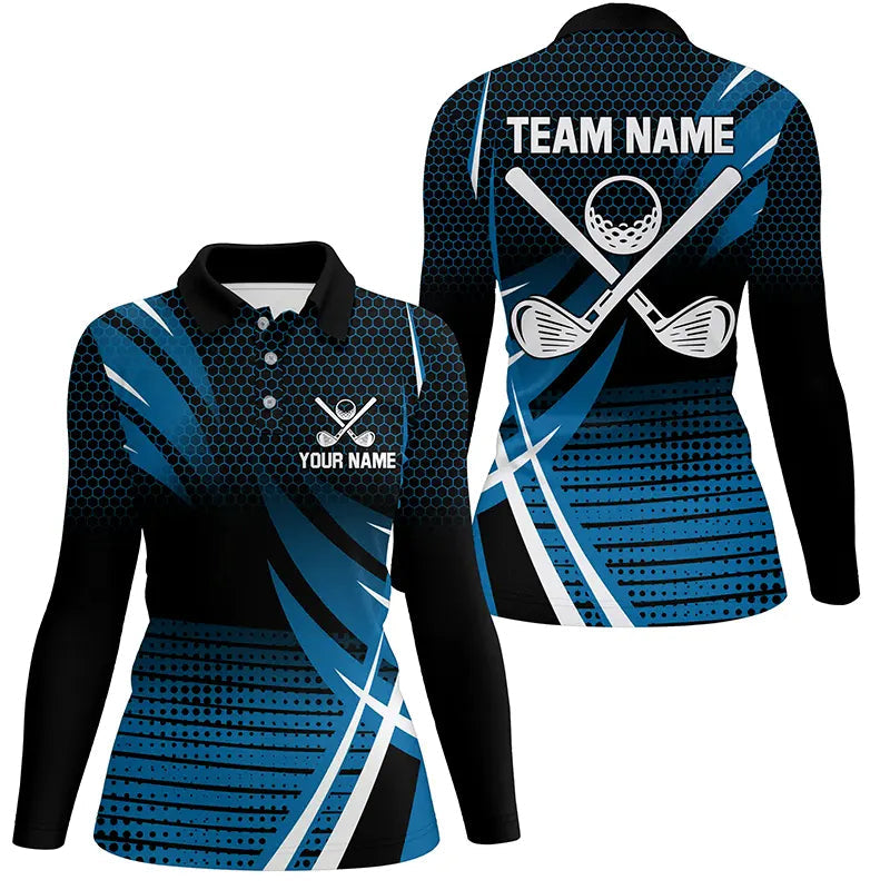 Womens golf polo shirts custom cool golf shirts, golfing gifts for team | Blue NQS7486