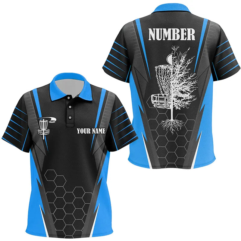 Kid disc golf polo shirt custom disc golf shirt, disc basket golf gifts for children | Blue NQS7496