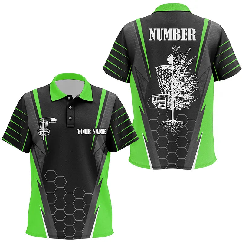 Kid disc golf polo shirt custom disc golf shirt, disc basket golf gifts for children | Green NQS7497