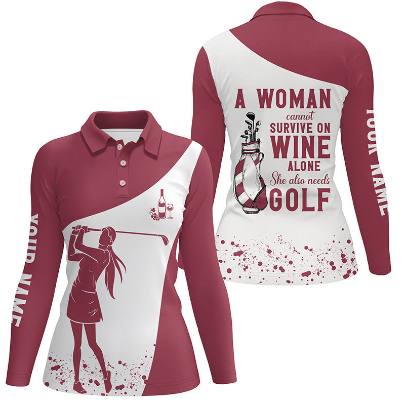 Custom Golf Now Wine Later Golf Polo Shirts For Women, Custom Funny Golf Shirts GE0006